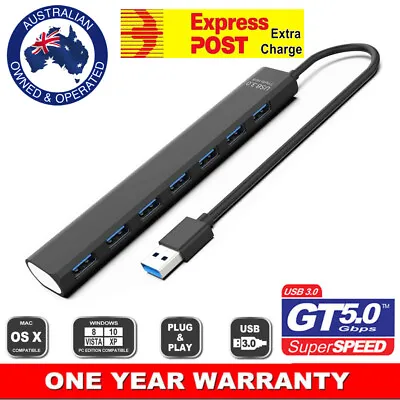 $13.20 • Buy Multi USB 3.0 Hub 7-Port High Speed 5Gbps Slim Compact Expansion Smart Splitter