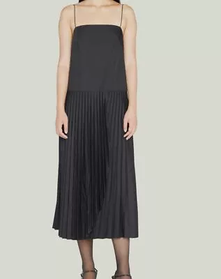 $575 Tibi Women's Black Pleated Sleeveless A-Line Dress Size 6 • $184.38