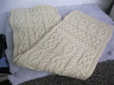 Unisex Well Made Cable Knit Scarf - Aran Mor Ireland - 100% Wool - Ivory • $24.99
