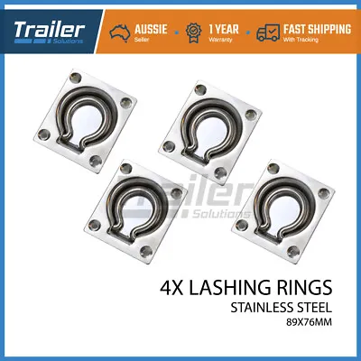 4 X Lashing Ring Stainless Steel Tie Down Points Anchor Ute Trailer 89 X 76mm • $59.95