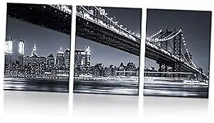  3 Piece Modern And White New York City Wall Art Manhattan 12x16inchx3pcs Black • $45.35