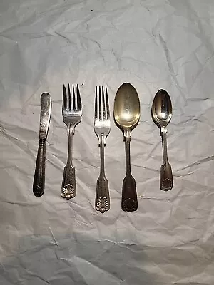 5 Vintage Worcester Silver Co. England EPNS A1 Flatware Sets #2 Spoon Fork Knife • $79.99