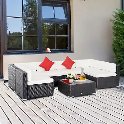 7PC Rattan Wicker Sofa Set Sectional Couch Cushioned Furniture Patio Outdoor • $439.99