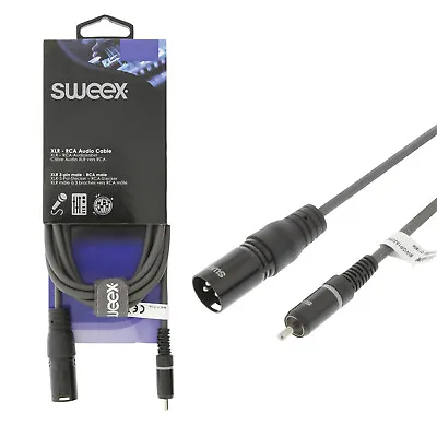 Sweex XLR Male To Phono RCA Plug Adapter Audio Patch Mono Cable Lead Mic • £7.82