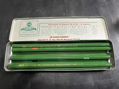 A.W.FABER CASTELL Tin 11 NEW Pencils 4-2H / 4-3H & 3 Just H ( All 9000 )Tin Wear • $10