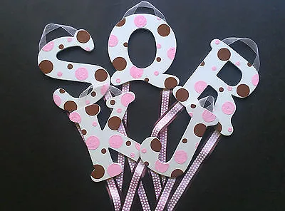 Pink & Brown Custom Monogram Hair Bow & Barrette Holder  • $12.99