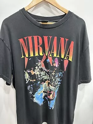 NIRVANA - Unplugged Print Black Short Sleeve Licensed Tshirt Size Men’s L • $32