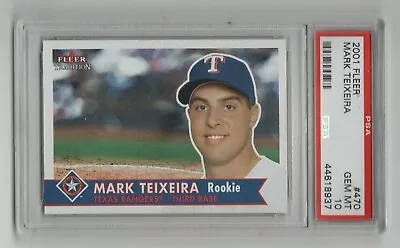 2001 Fleer * Rookie Card * Mark Teixeira * #470 * PSA 10 * Gem Mint • $72.85