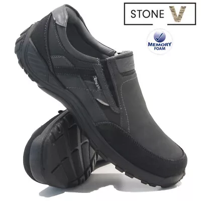 Mens Memory Foam Shoes Wide Fit Shock Absorbing Slip On Work Walking Casual Size • £16.95