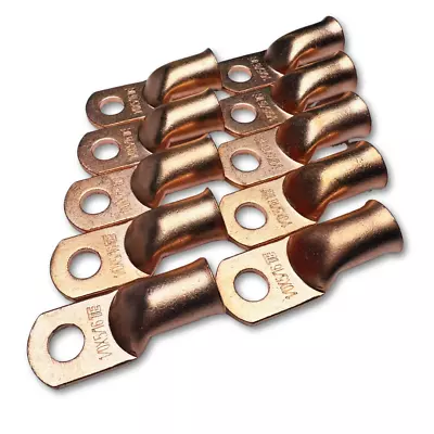 10x 1/0 Gauge 5/16  Hole OFC Copper Ring Terminal 0 GA M8 Lug Battery Connector • $13.95