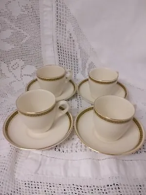 £20 • Buy Sampson Bridgwood Set Of 4 Demitasse Cups & Saucers Ivory Coloured With Gilding