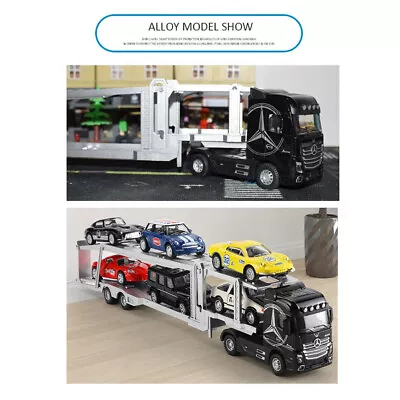 1:50 Diecast Mercedes-Benz Semi Trailer Car Transporter Truck & 6 Car Model Toy • $39.95