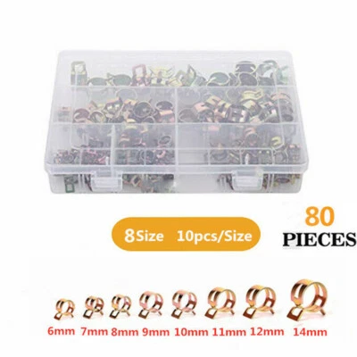 $19.07 • Buy For Vacuum/Fuel Car 6-14mm Spring Clips Hose Clamp Accessories Part Set With Box