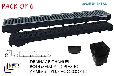£145.99 • Buy Drainage Channel Plastic & Metal Grating Liberty Plas Drain Water - Pack Of 6