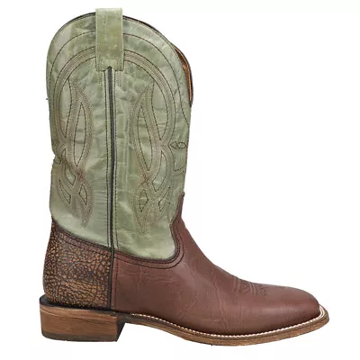 Corral Boots Brown Bull Shoulder TooledInlay Square Toe Cowboy  Mens Brown Gree • $89.99