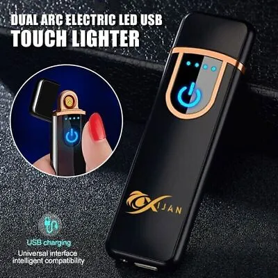 Electric Plasma Rechargeable Flameless Arc Lighter USB Double Touch Sensor • £3.69