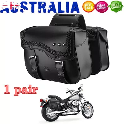 2x Motorcycle Side Saddle Bags Saddlebags Scooters Motorbike PU Leather Panniers • $78.66