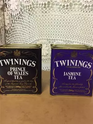 2 Vintage TWININGS Tea Tin Canisters. Prince Of Wales Tea & Jasmine Tea • $15