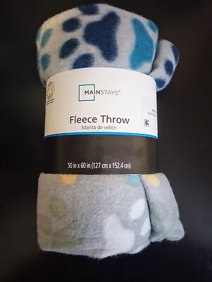 *New* Cozy Mainstays Fleece Throw Blanket 50x60 Multicolor Dog Paw Theme • $10.50
