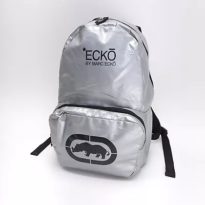 Ecko By Marc Ecko Unltd Backpack Book Bag Silver Duct Tape Gray Black Urban  • $27.99