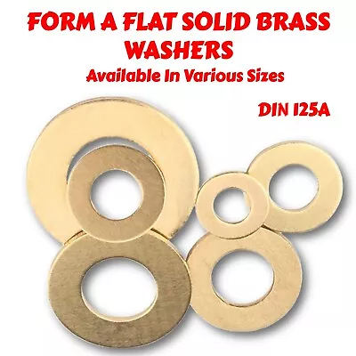 Form A Washers Flat Solid Brass Din 125a M2 M2.5 M3 M4 M5 M6 M8 M10 M12 M16 • £0.99