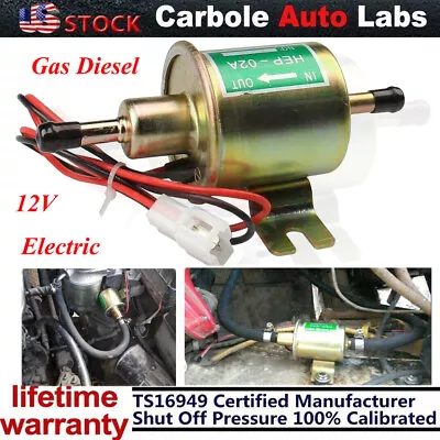 Universal 12V Electric Inline Fuel Pump Low Pressure Engine Gas Diesel HEP-02A • $14.69