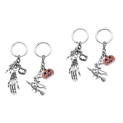  4 Pcs Halloween Key Holder Keyring For Car Tote Metal Keychain Jewelry Pumpkin • £12.99