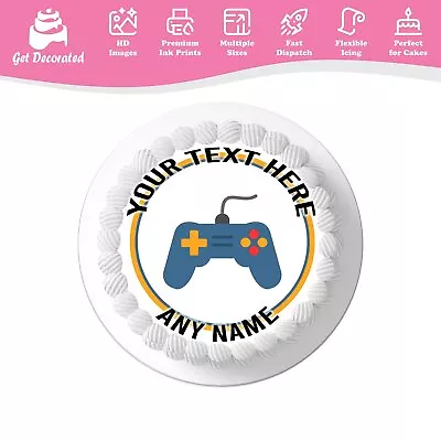 Gamer Controller Retro Personalised Cake Icing Topper Edible Cupcake Decoration • £9.99