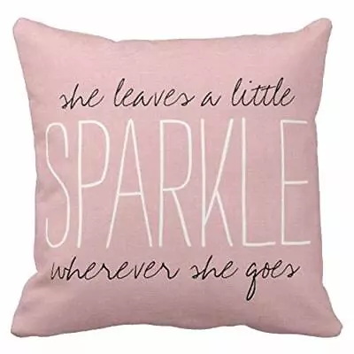 Throw Pillow Cover Cute Burlap Pink Blush Sparkle Monogram Decorative Pillow ... • $19.08