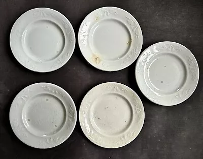 5 Antique Meakin White Ironstone Fuchsia 4” Plates / Child’s Tea Set • $34.40