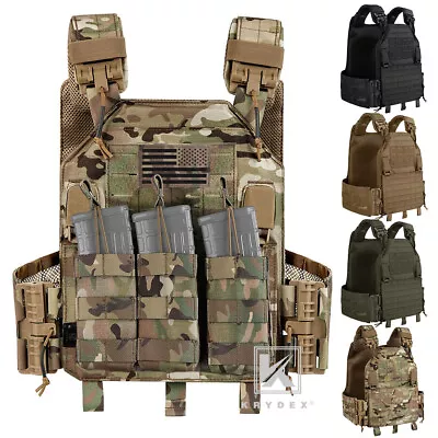 KRYDEX Plate Carrier Tactical Vest Quick Release & Laser Cut MOLLE Panel W/ Clip • $95.95