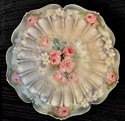 Stunning Antique RS Prussia Porcelain Centerpiece Bowl ROSES Water Lily Mold • $39.99