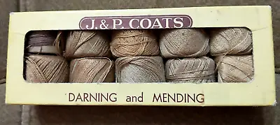 Vintage Thread J.&P. COATS Darning Mending Assorted Shades Cotton Original Box • £9.65