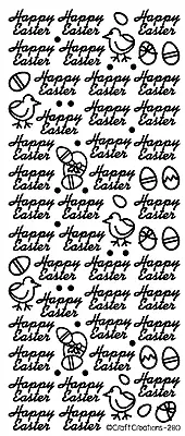 Small Joined Happy Easter Chicks & Eggs Dots Peel Off Stickers Card Making Craft • £1.20