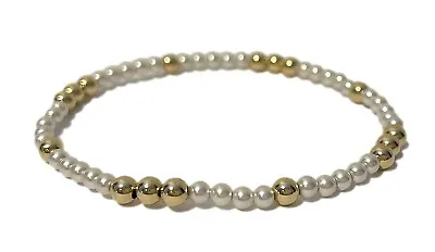 Enewton Gold-filled Pearl Worthy Pattern 3mm Bead Stretch Bracelet Jewelry New • $32