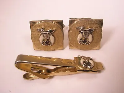 Shriners Vintage SWANK Cuff Links & Tie Bar Clip Masonic Scottish Rite Grand • $39.49