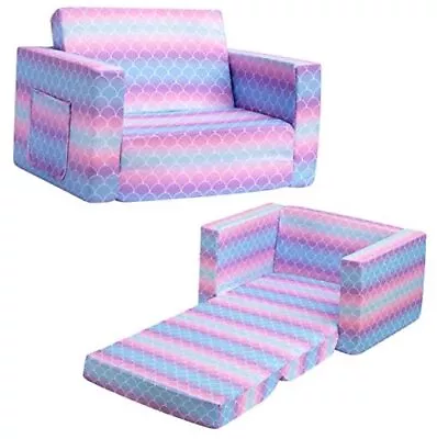  2-in-1 Flip Out Soft Kids Sofa Convertible Chair To Lounger For Mermaid Scale • $89.98