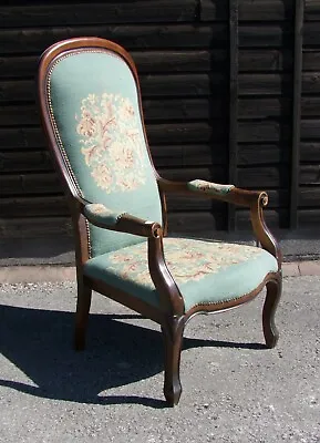 Louis Xv Style French Carved Oak And Needlepoint Armchair - (conac27) • £295