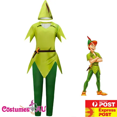 Kids Peter Pan Costume Child Green Fairy Tale Elf Party Boys Outfit Book Week • $23.74