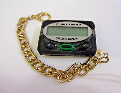 Vintage Motorola Pager TALKABOUT W Clear Case Rubber Bumpers  & GOLD Chain • $19.01