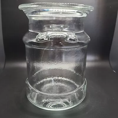 Vintage Clear Glass Milk Can  Storage Apothecary Jar Jug 7.5  Tall • £14.48