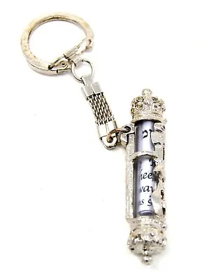 Mezuzah Silver Plated Key Chain God Protection Scroll Psalms 90;11 Hebrew Gift • $9.95