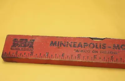 RARE ~WORKS~ 1940s Era MINNEAPOLIS MOLINE Old Wooden Advertising Carpenter Level • $125