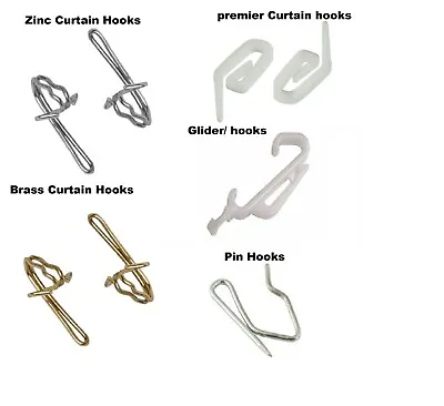 Metal Strong Header Tape Pencil Pleat Plastic Premier Curtain Hooks • £2.15