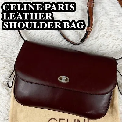 Vintage Old Celine Leather Shoulder Bag Clutch Bag Brown Triomphe • $225.15