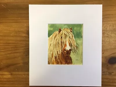 Original Mounted Miniature Watercolour Of A Horse With Shaggy Mane • £7.50