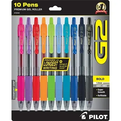 Pilot G2 Premium Retractable Gel Ink Rolling Ball Pens Bold Point Assorted Ink • $11