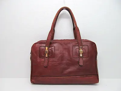 Marzia Orange Red Leather Tote Bag Handbag Vintage • $49.99