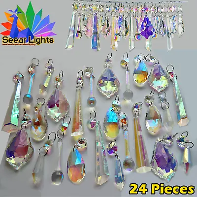 25 Aurora Borealis Chandelier Droplets Crystals Glass Wedding Decorations Prisms • £39.99