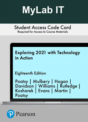 MyLab IT For Exploring “MyITLab” 2021 With TIA 18e (access Card Only No Book) • $69.99